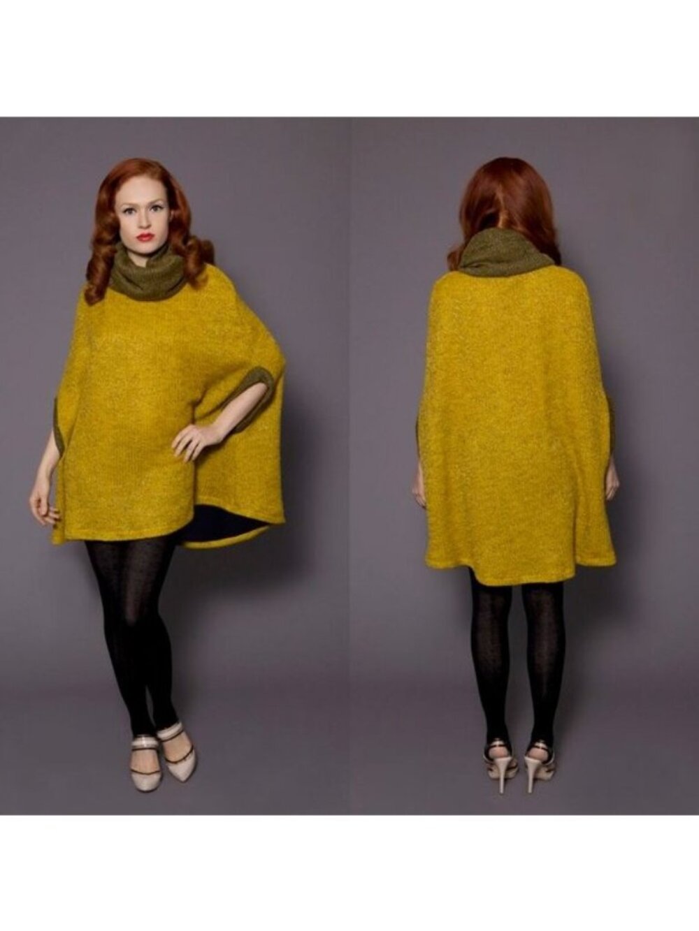 Beata Dirycz Loose Cape Sweater in Mustard - S